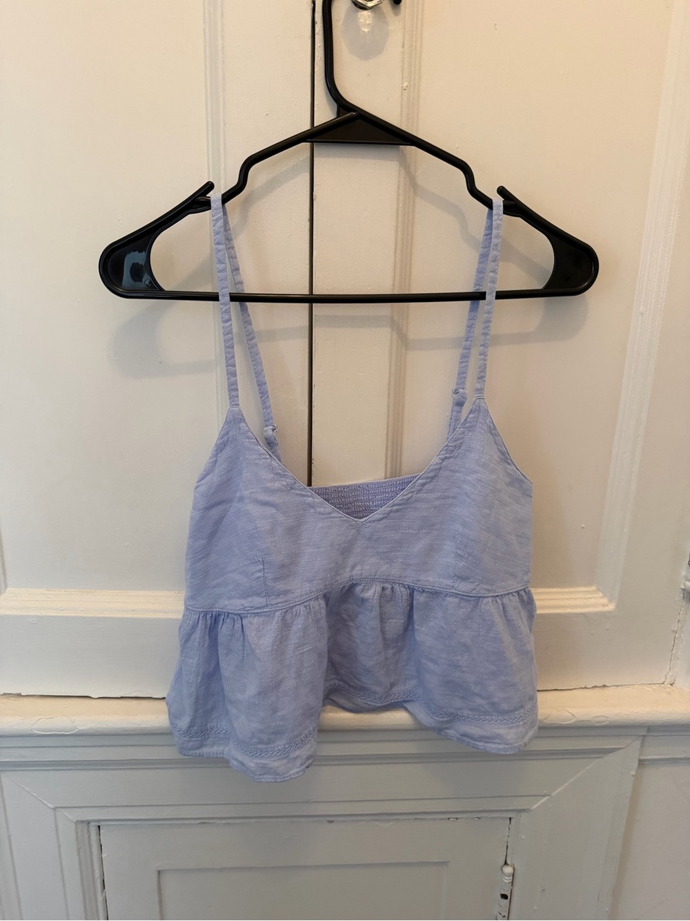 Periwinkle Peplum Crop Cami Top with Adjustable Straps